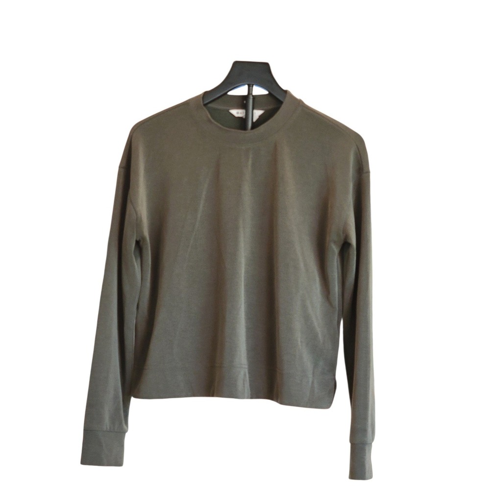 Athleta Seasoft Crewneck Sweatshirt Size Small Olive Green Tencel Lyocell Soft
